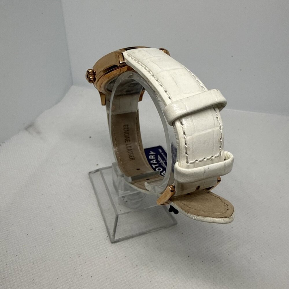 Ladies Rotary Diamond Watch RLS00029/41 Rose Gold Plated White Leather Swiss - Picture 5 of 10